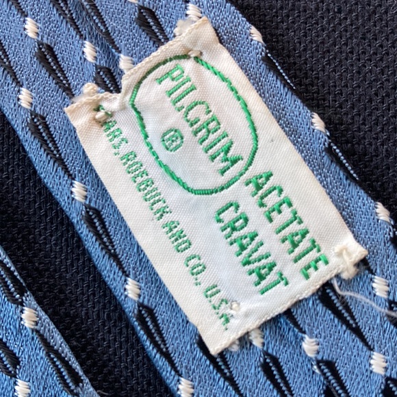 Vintage MCM Pilgrim Men’s Skinny Tie - blue, black and white - Picture 4 of 5